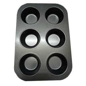 Teflon Muffin Mould Black 6 Cavity.