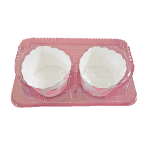 Plastic Cup Cake Box Two Cavity J133