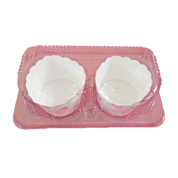 Plastic Cup Cake Box Two Cavity J133