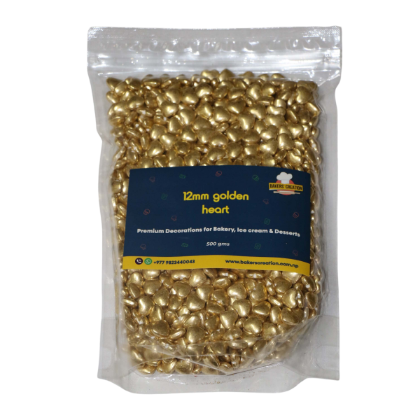Cake Sprinkles Golden Heart 12MM