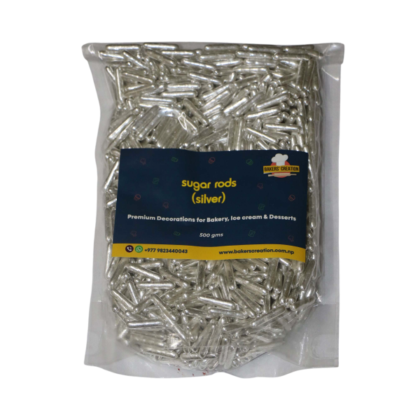 Cake Sprinkles Sugar Rods (Silver)
