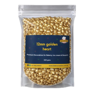 Cake Sprinkles Golden Heart 12MM