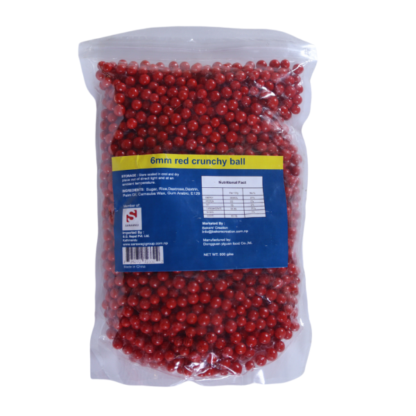 Cake Sprinkles Red Crunch Ball 6MM