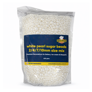 WHITE PEARL SUGAR BEADS 2/4/7 10MM-500GMS