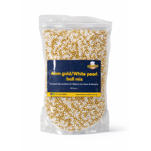 4MM GOLD/WHITE PEARL BALL MIX-500GM