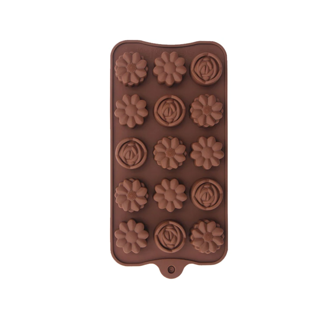 15 Cavity Flower Shape Silicon Chocolate Mould (Rose and Daisy)