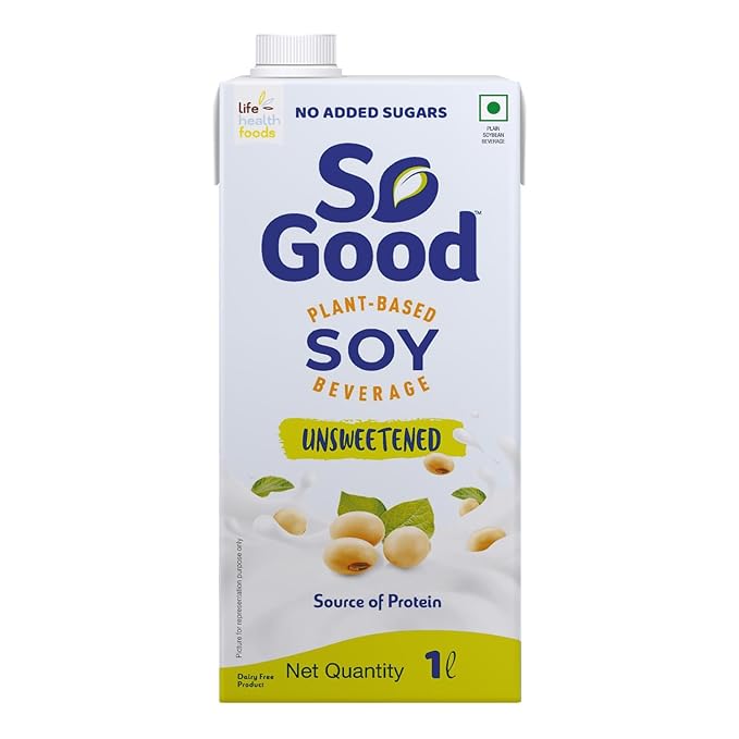 So Good Plant Based Soy Beverage Unsweetened 1 L | Lactose Free | No Added Sugar | Gluten Free | No Preservatives | Zero Cholesterol | Dairy Free