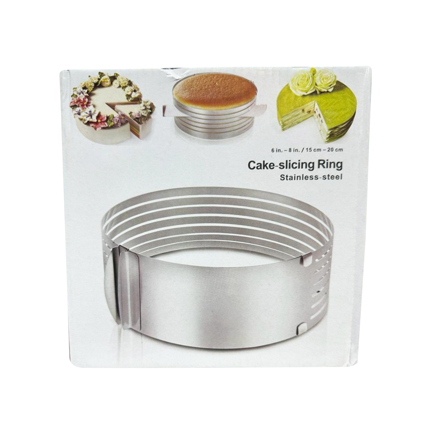 Adjustable Cake Slicing Ring 6–8 Inch (15–20 cm) – Stainless Steel Cake Layer Cutter