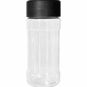 Clear Plastic Spice Sprinkle Jar with Black Cap | Empty Seasoning Container